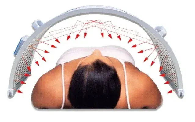 A far infrared dome over a client lying face down